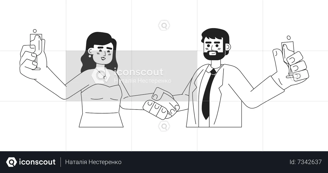 Caucasian couple celebrating marriage anniversary  Illustration