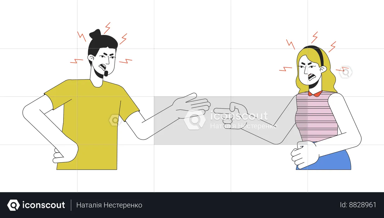 Caucasian couple quarrel  Illustration