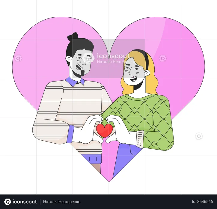 Caucasian girlfriend boyfriend 14 february  Illustration