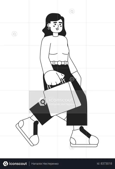 Caucasian lady with shopping bags  Illustration