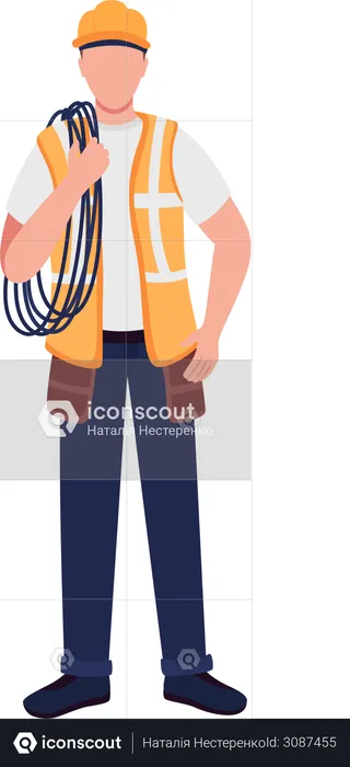 Caucasian male electrical engineer  Illustration