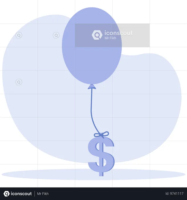 Inflation provoquant une hausse des prix et une surévaluation des actions ou des fonds, concept de réduction du pouvoir d'achat des consommateurs  Illustration