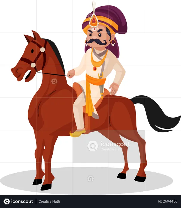 Rei andando a cavalo  Ilustração