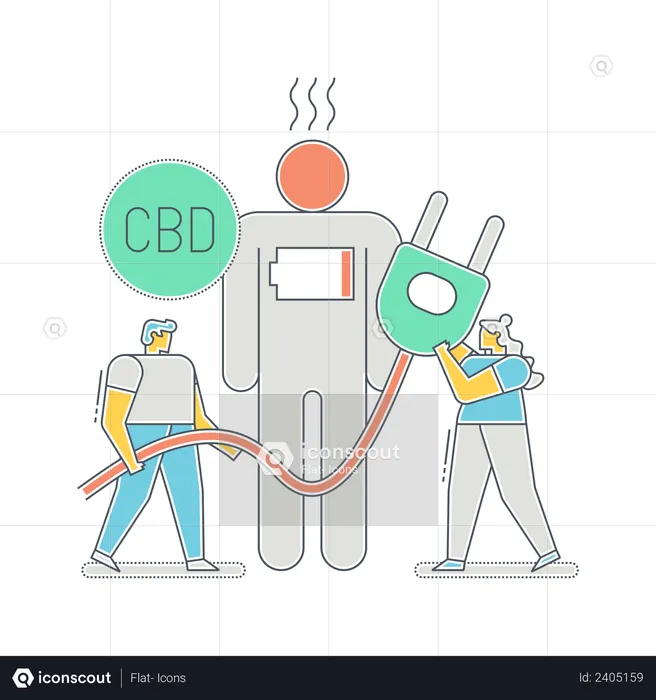 CBD oil side effect on person - drowsiness  Illustration