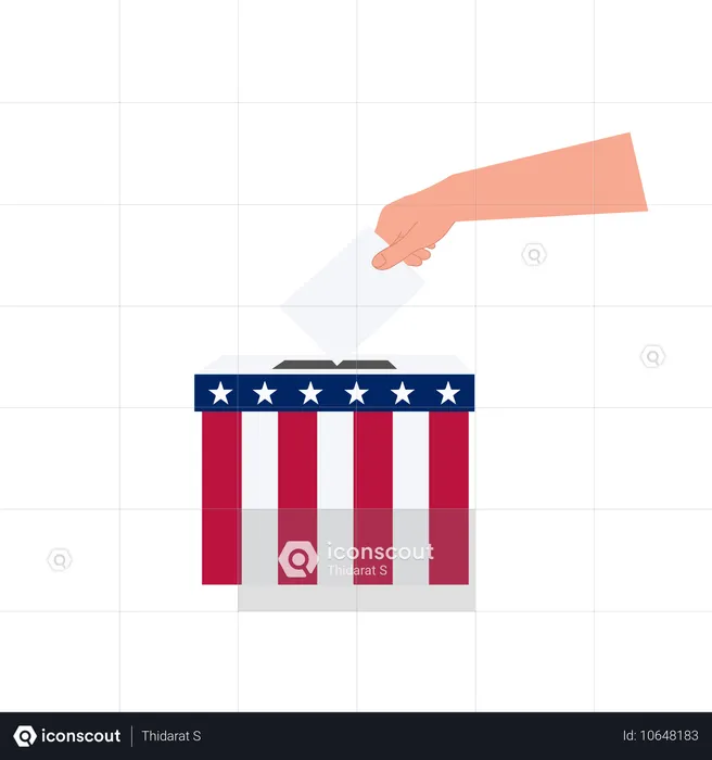 Mão segurando cédula para participação cívica patriótica  Ilustração