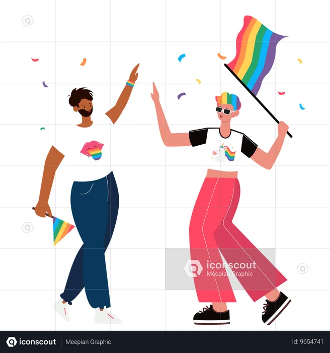 Celebração da Diversidade e Inclusão com orgulho LGBTQ  Ilustração