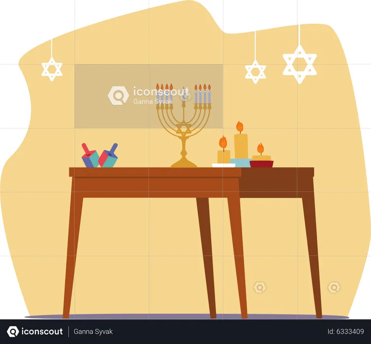 Celebração de Hanukkah  Ilustração