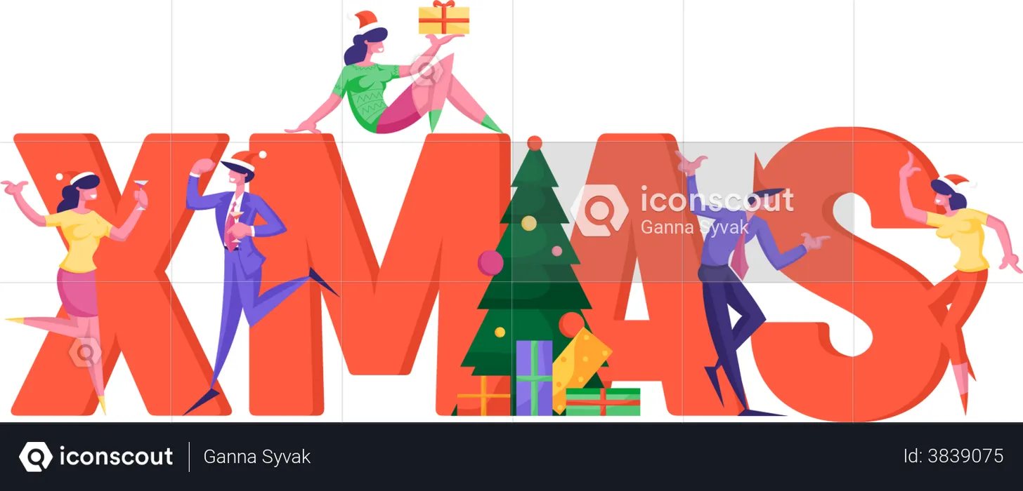 Celebração corporativa de natal  Ilustração