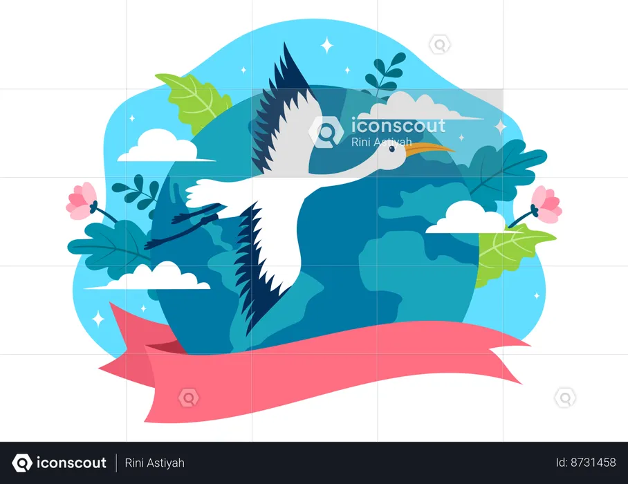 Celebração do dia mundial das aves migratórias  Ilustração