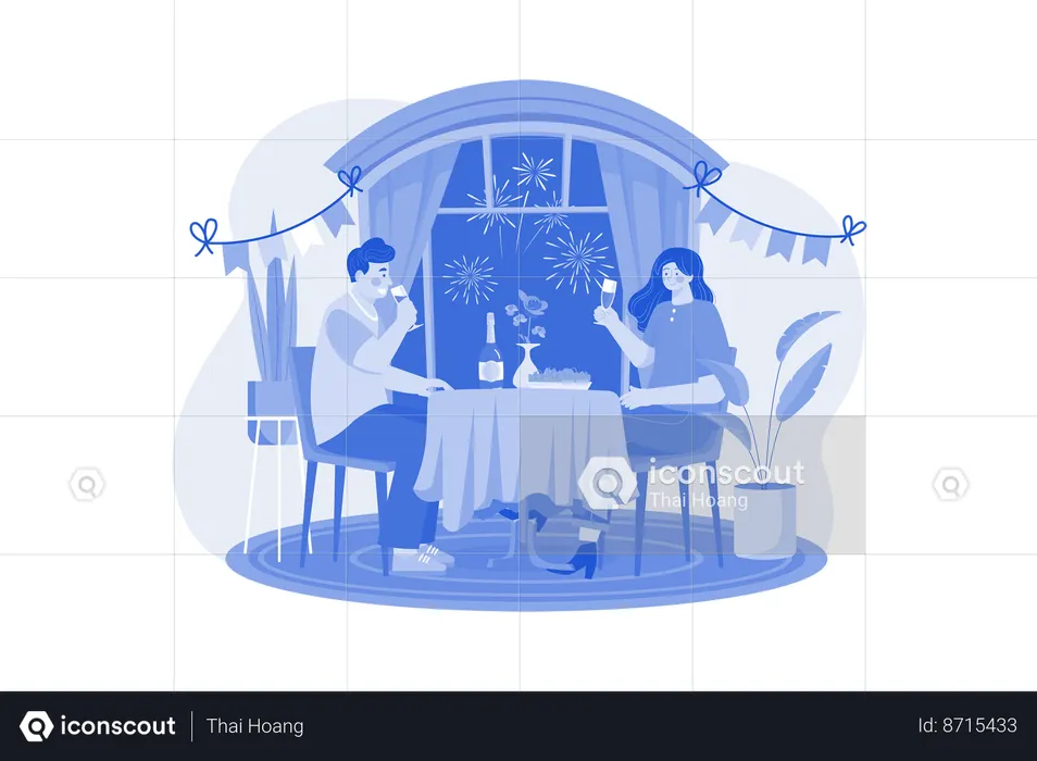 Celebración con bebida  Ilustración