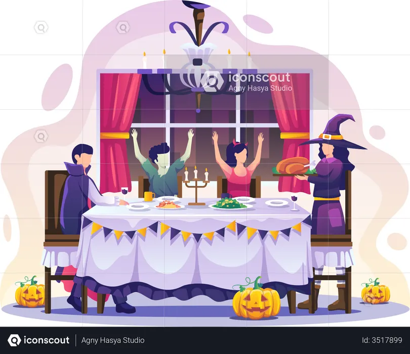 Celebración de la fiesta de halloween  Ilustración