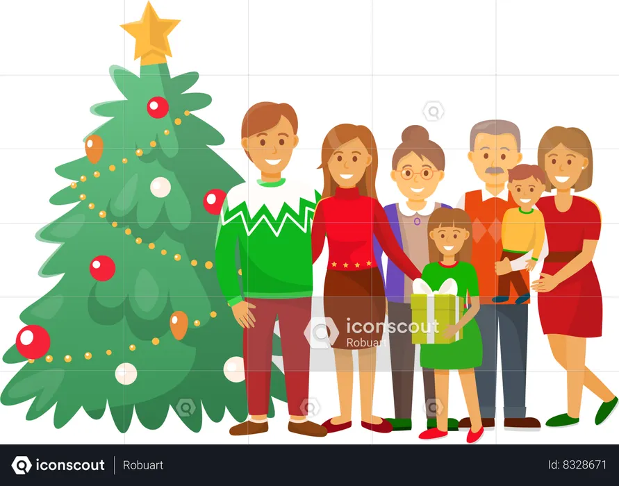 Celebración navideña Navidad Vacaciones de invierno en casa  Ilustración