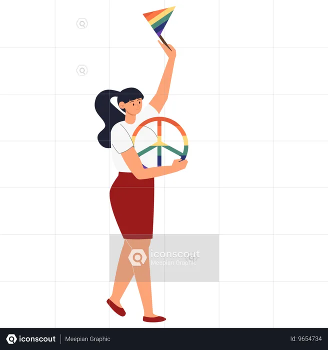 Celebrate Diversity and Inclusion with Rainbow Flag and Peace symbol  Illustration