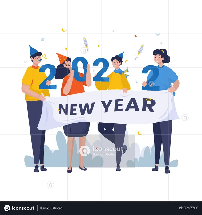 Celebrate new year with friends  Illustration