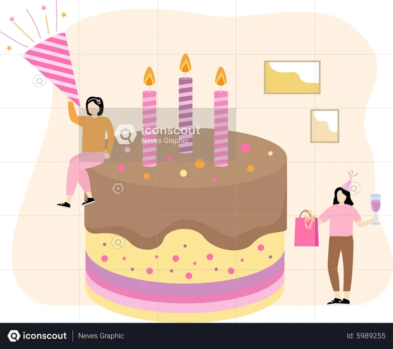 Celebrating birthday  Illustration
