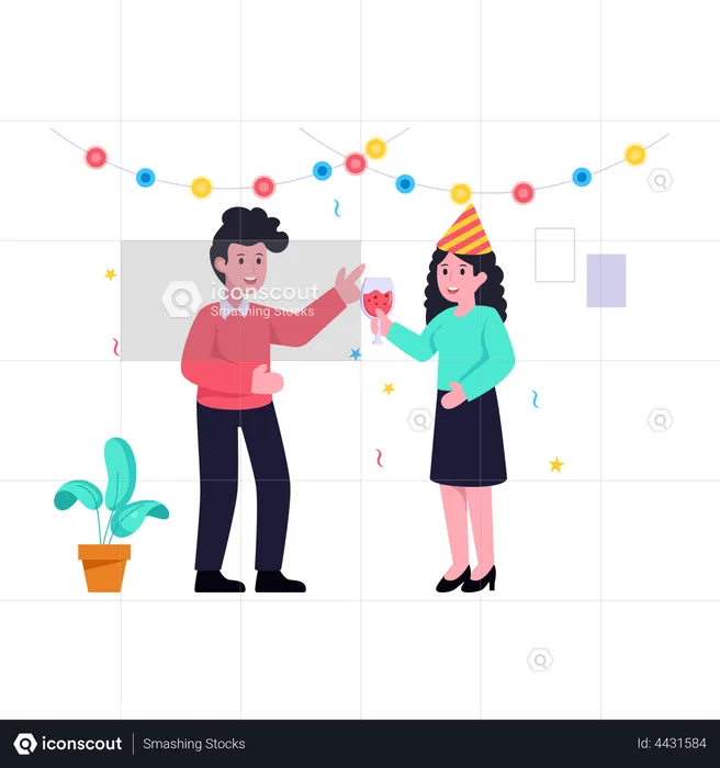 Celebrating birthday party  Illustration