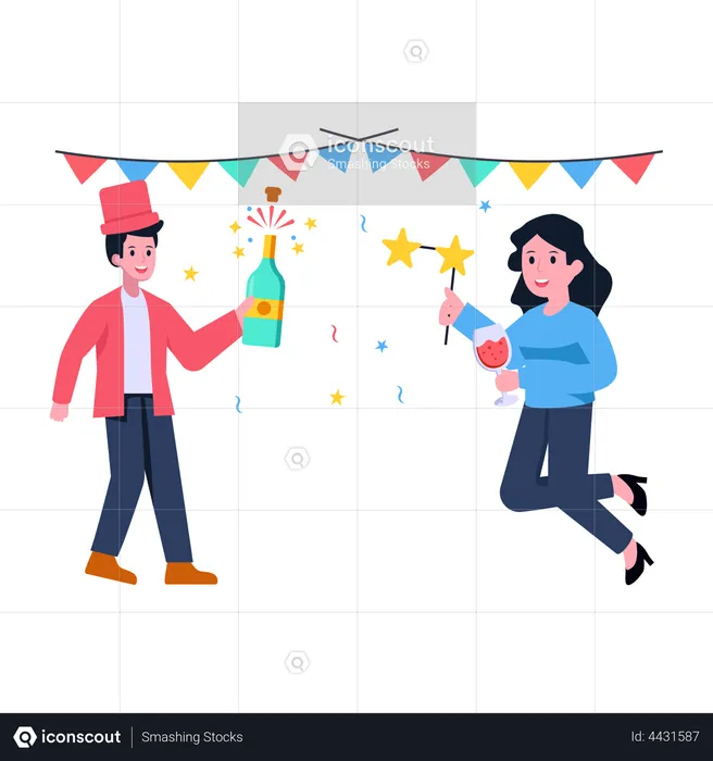 Celebrating birthday party  Illustration