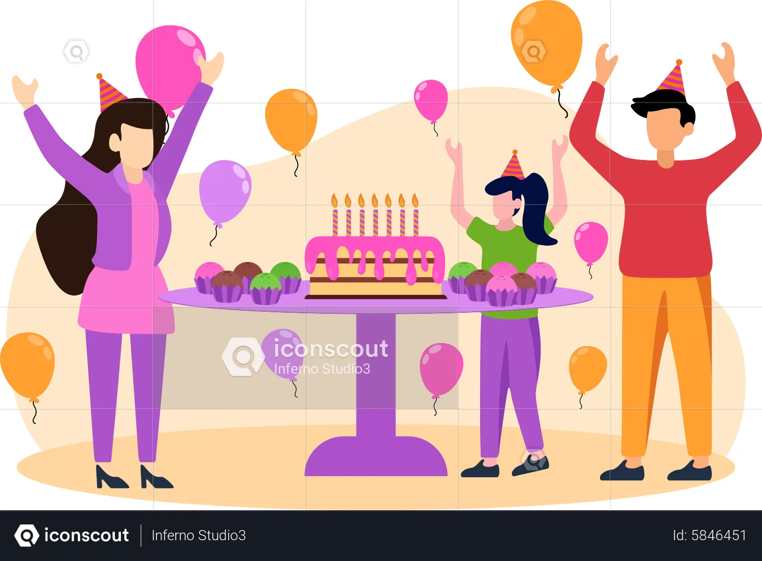 Best Celebrating Birthday Party Illustration download in PNG & Vector ...