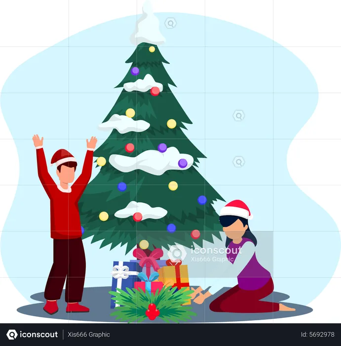 Celebrating christmas  Illustration