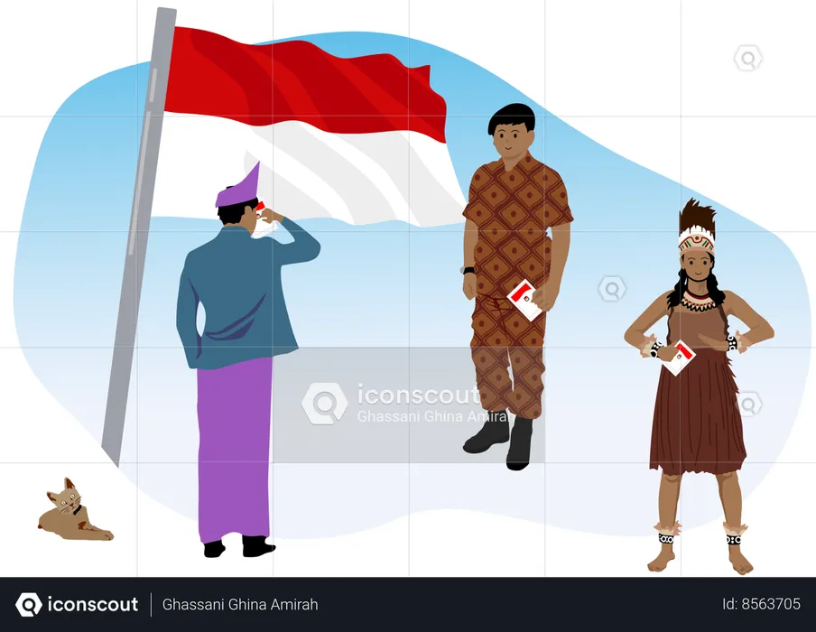Celebrating Indonesia's Day of Democracy for Indonesian nationality  Illustration