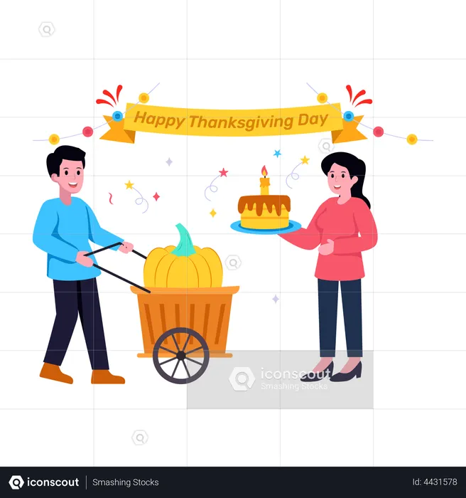 Celebrating Thanksgiving Day  Illustration