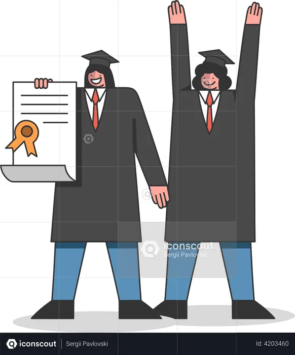 Celebrating university graduation together  Illustration