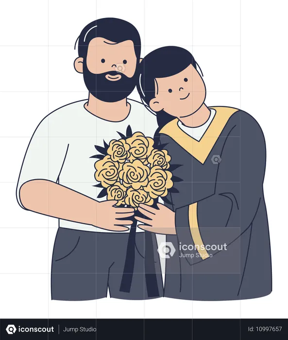 Célébration de remise de diplôme avec des fleurs  Illustration