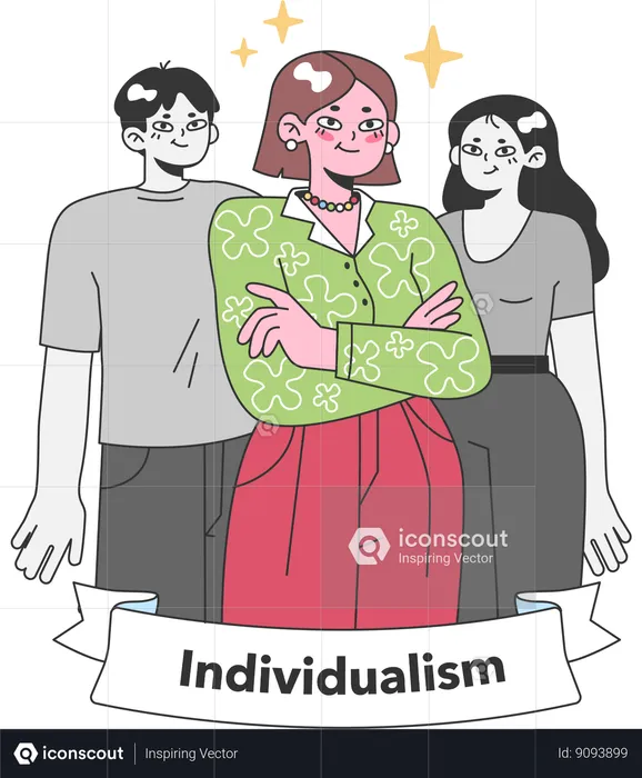 Celebration of individualism with diverse group upholding their unique  Illustration