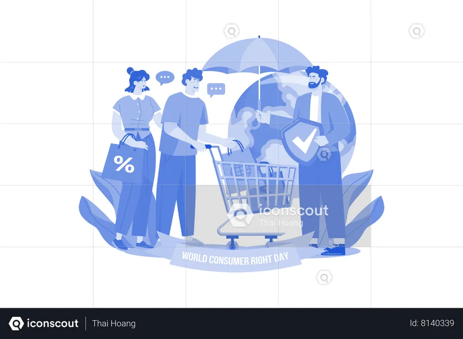 Célébrez la Journée mondiale des droits du consommateur  Illustration