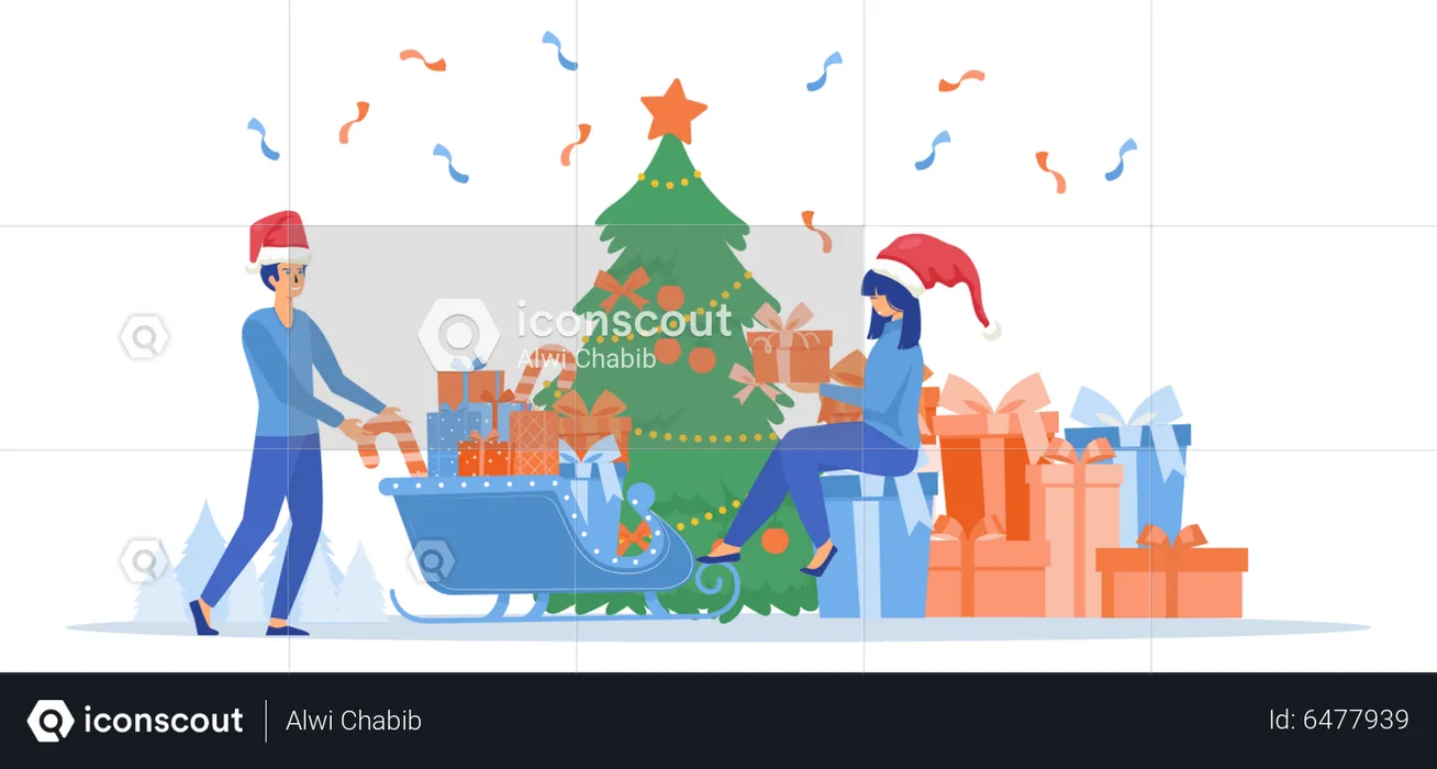 Célébrer le jour de Noël pendant les vacances de travail  Illustration