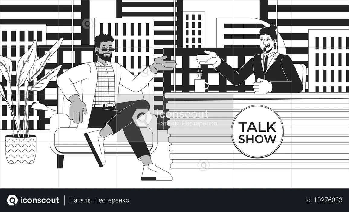 Celebrity interview in Talk show on TV  Illustration