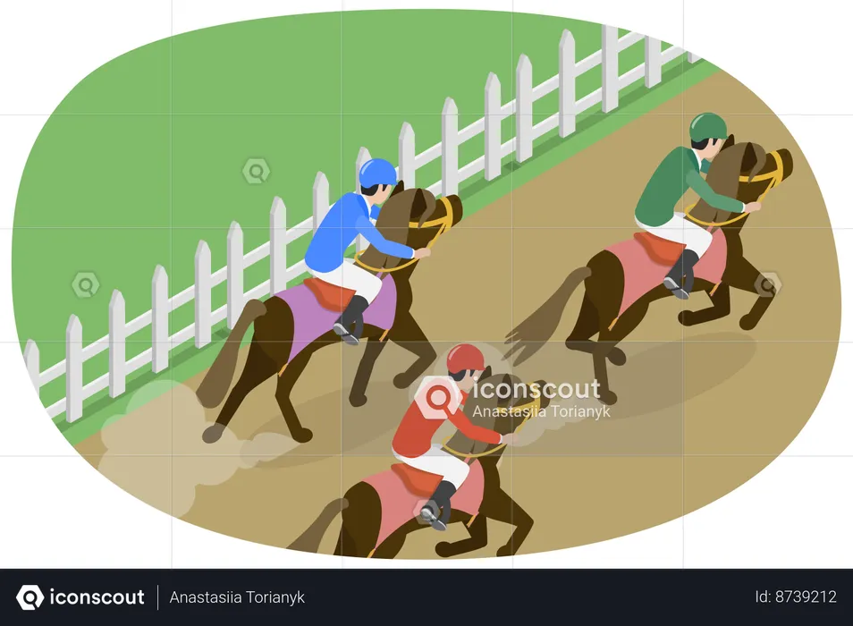 Cenário de corrida de cavalos  Illustration