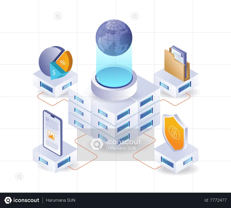 Central cloud server network  Illustration