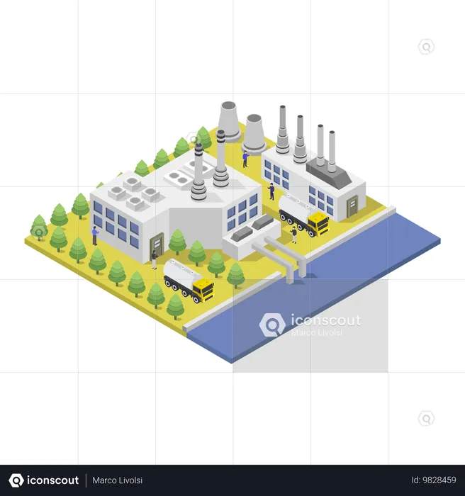 Estación de energía hidroeléctrica  Ilustración