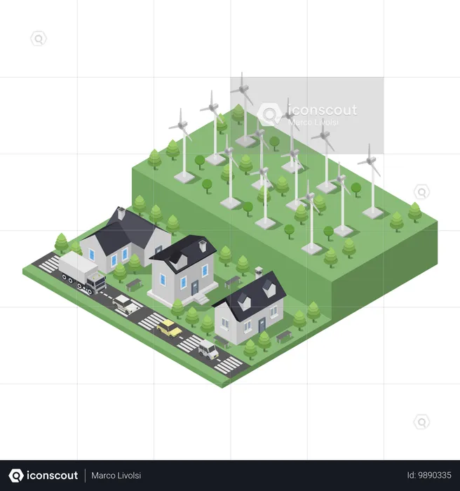 Usine d'énergie renouvelable  Illustration