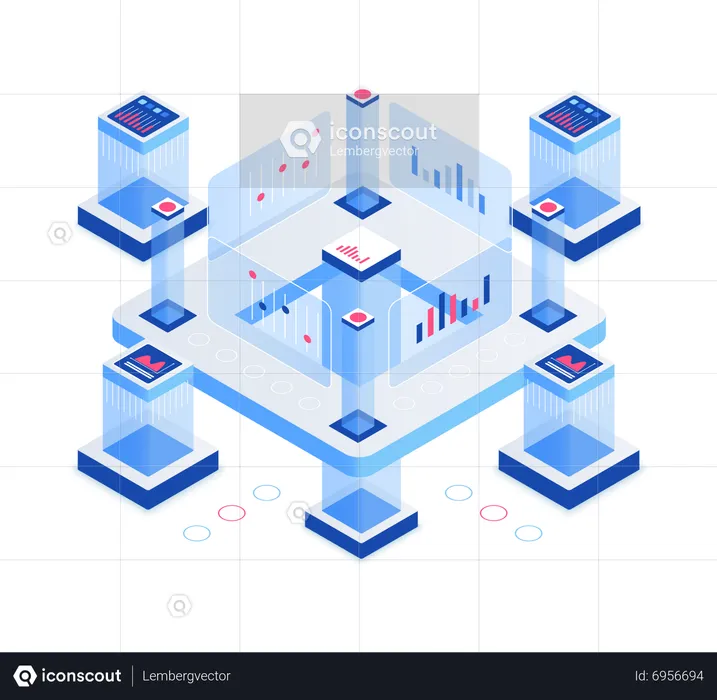 Centro de monitoreo de análisis de datos del servidor  Ilustración