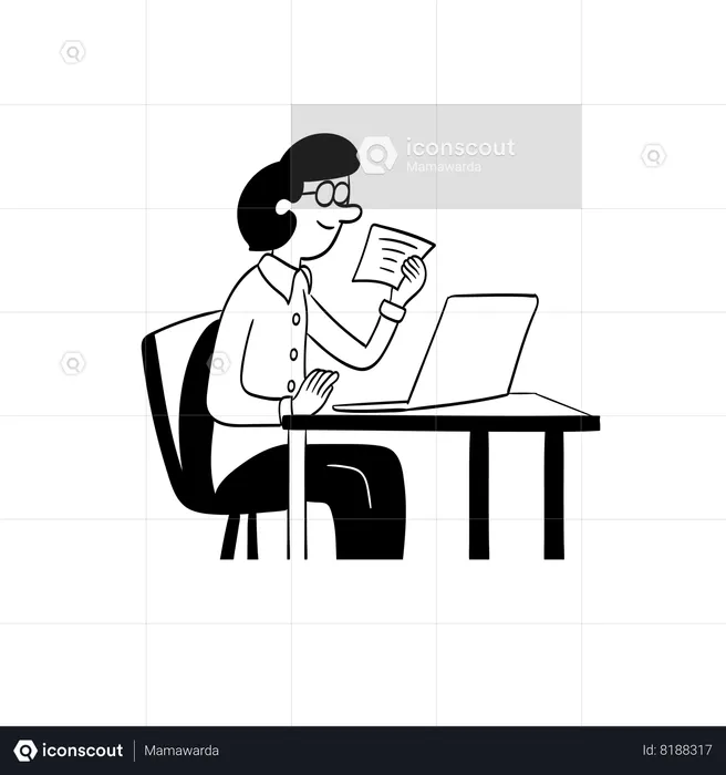 Ceo analyzing business growth  Illustration