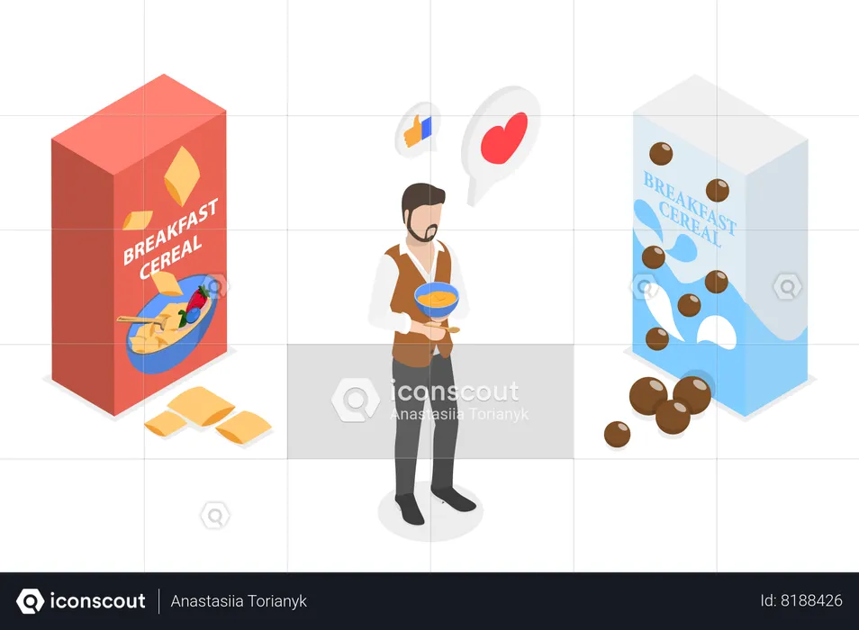 Cereal Breakfast and Healthy Nutrition  Illustration