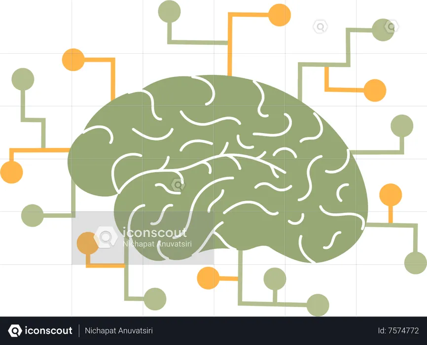 Cérebro de Inteligência Artificial  Ilustração