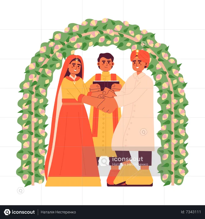 Cérémonie de mariage indien  Illustration