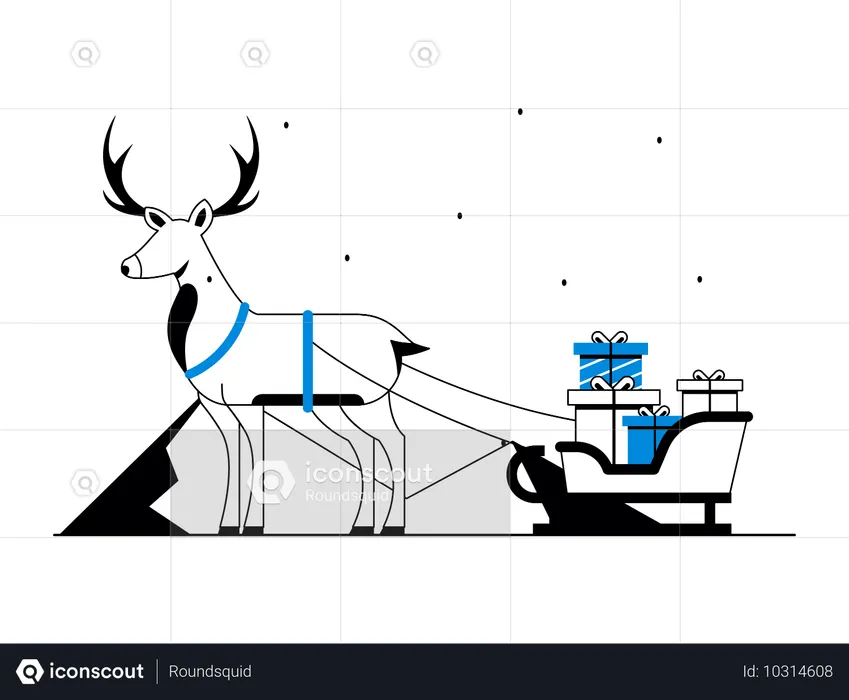 Cerf de Noël avec des cadeaux  Illustration