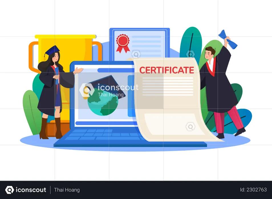 Aluno obteve certificado de curso online  Ilustração