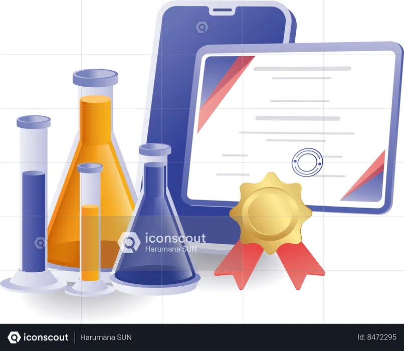 Certificado de resultados de pesquisa de laboratório escolar  Ilustração