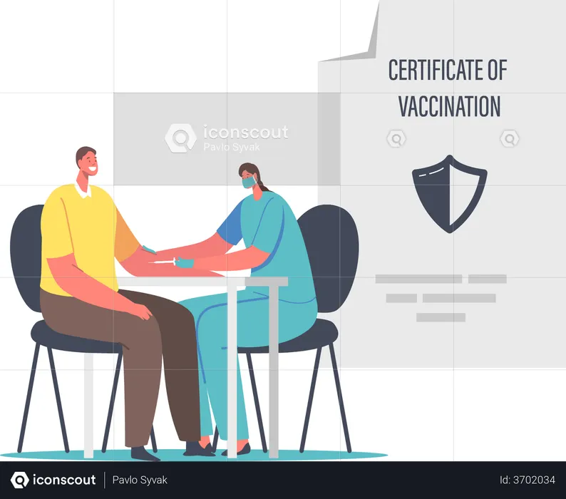 Vacinação para Certificado Médico Imune Covid  Ilustração