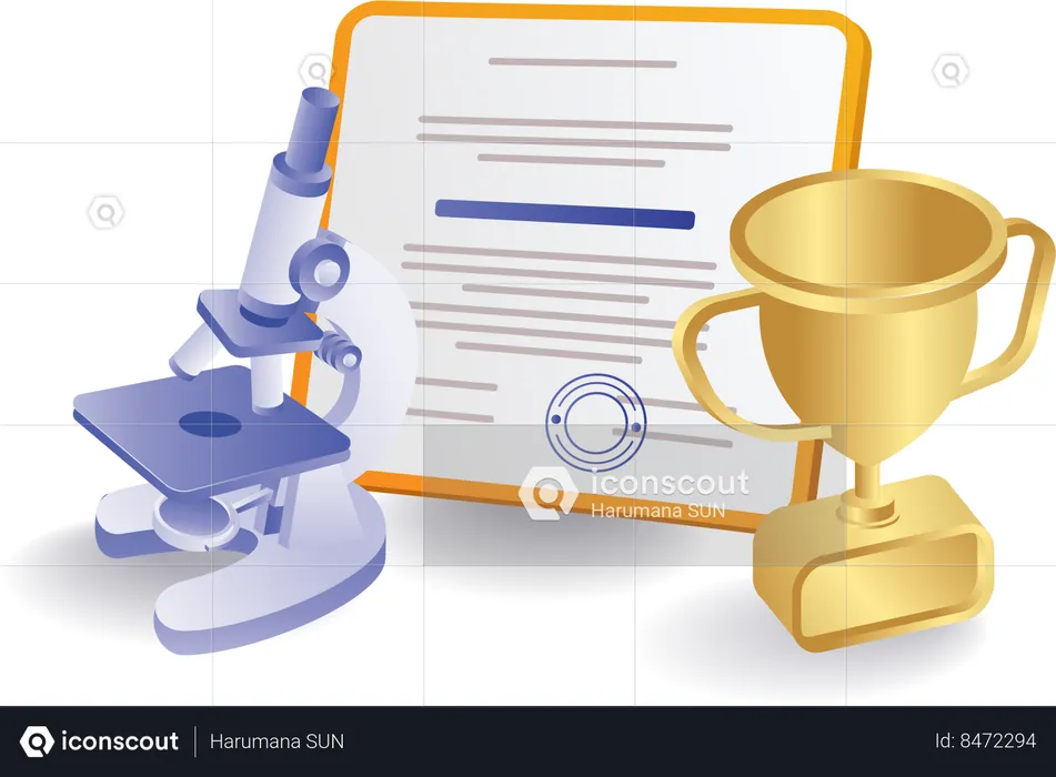 Certificate of school laboratory practice results  Illustration