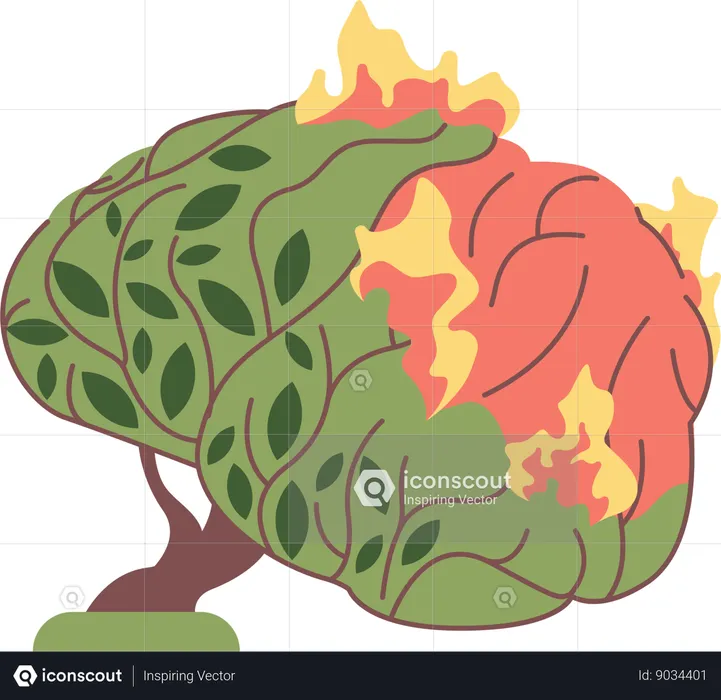 Le cerveau humain en feu  Illustration