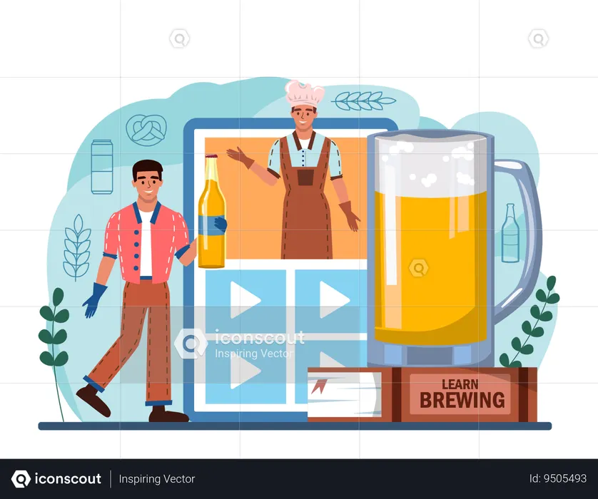 Servicio en línea de cervecería  Ilustración