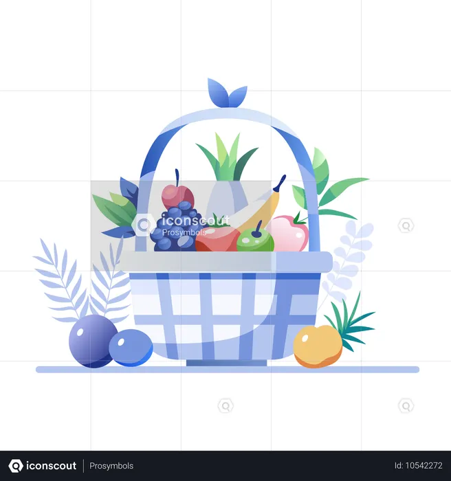 Cesta com frutas  Ilustração