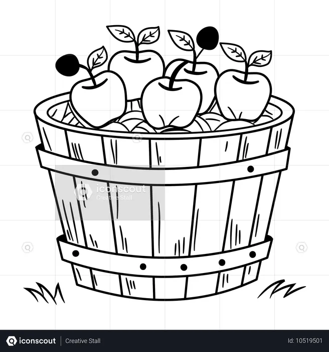 Canasta de manzanas  Ilustración