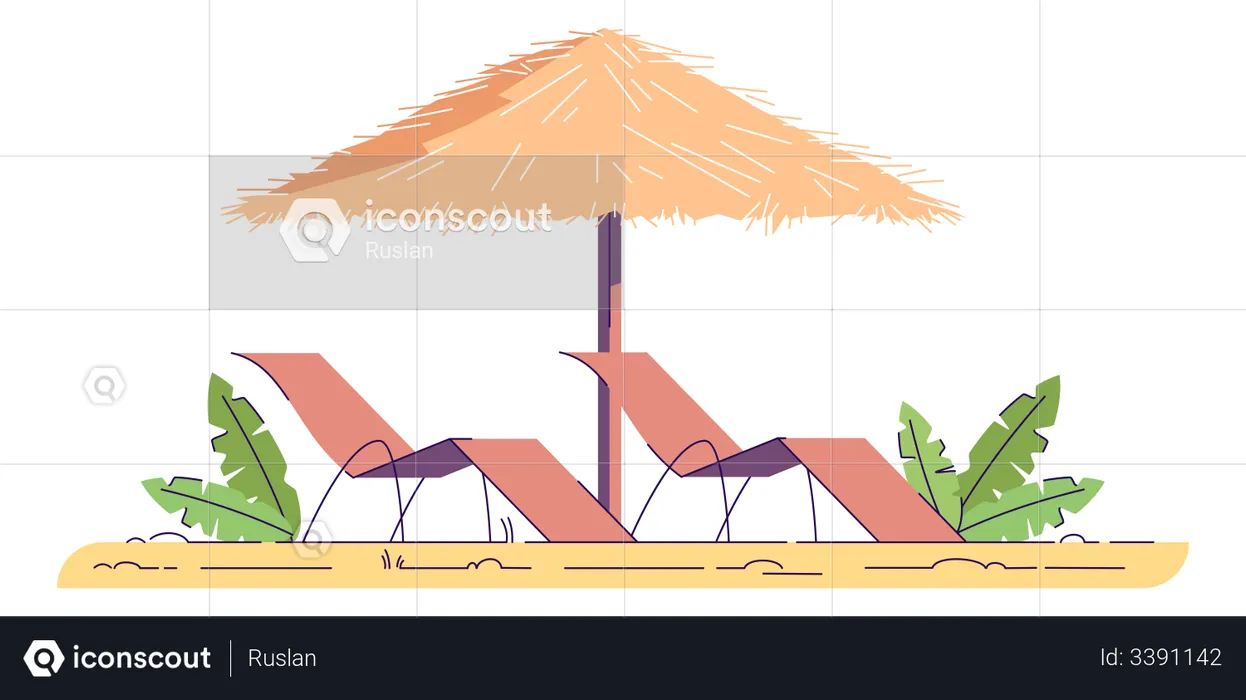 Chairs with umbrella  Illustration